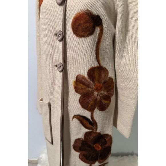 Embroidered wool blend dress large button front one deep pocket S - Picture 7 of 7